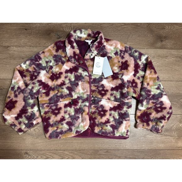 Johnny Was Calme Printed Fleece Jacket- Floral Sherpa Jacket NWT Purple - Picture 3 of 15